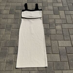 House of Harlow 1960 Knit Skirt & Top Set crochet ivory black NWT $198 SMALL